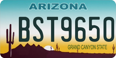 AZ license plate BST9650