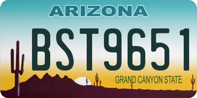 AZ license plate BST9651