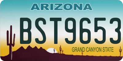 AZ license plate BST9653