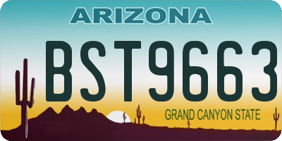 AZ license plate BST9663