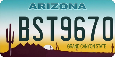 AZ license plate BST9670