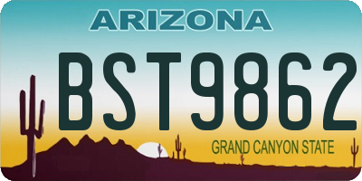 AZ license plate BST9862