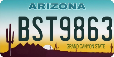 AZ license plate BST9863