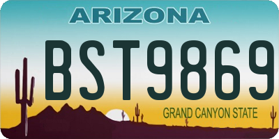 AZ license plate BST9869