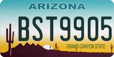 AZ license plate BST9905