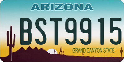 AZ license plate BST9915