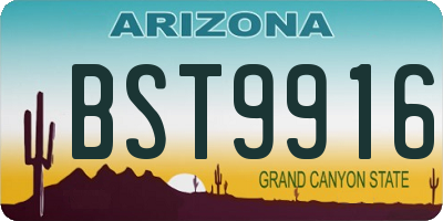 AZ license plate BST9916
