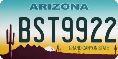 AZ license plate BST9922