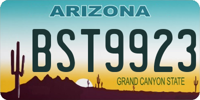 AZ license plate BST9923