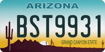 AZ license plate BST9931