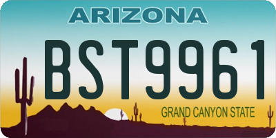AZ license plate BST9961