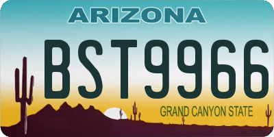 AZ license plate BST9966