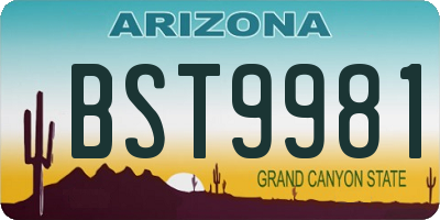 AZ license plate BST9981
