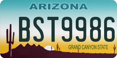 AZ license plate BST9986