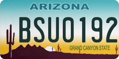 AZ license plate BSU0192