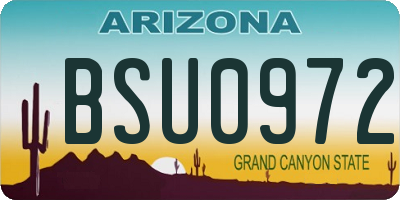 AZ license plate BSU0972