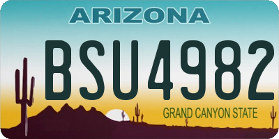 AZ license plate BSU4982