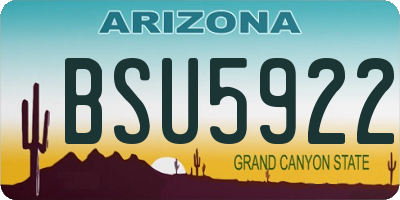 AZ license plate BSU5922
