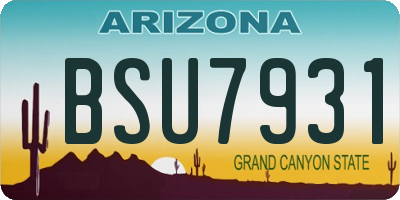 AZ license plate BSU7931