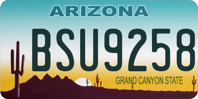 AZ license plate BSU9258