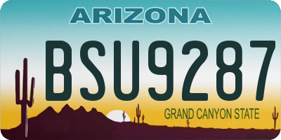AZ license plate BSU9287