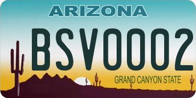 AZ license plate BSV0002