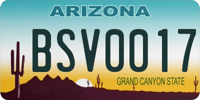 AZ license plate BSV0017