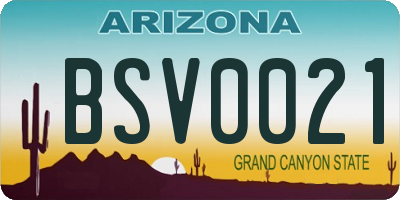 AZ license plate BSV0021