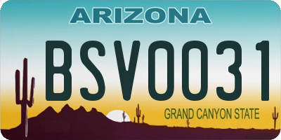 AZ license plate BSV0031