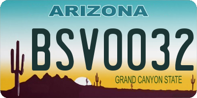 AZ license plate BSV0032