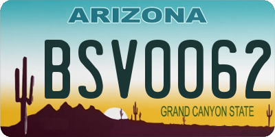 AZ license plate BSV0062
