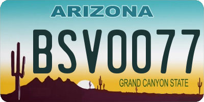 AZ license plate BSV0077