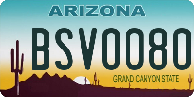 AZ license plate BSV0080