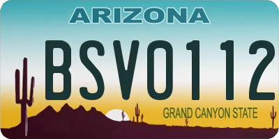 AZ license plate BSV0112
