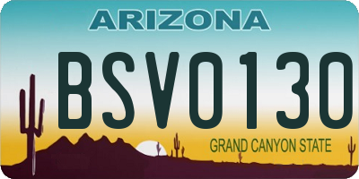 AZ license plate BSV0130