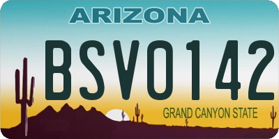 AZ license plate BSV0142