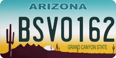 AZ license plate BSV0162