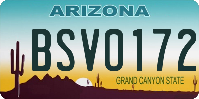AZ license plate BSV0172
