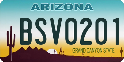 AZ license plate BSV0201