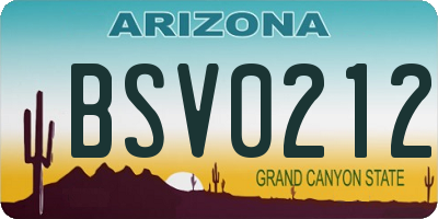 AZ license plate BSV0212