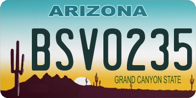 AZ license plate BSV0235