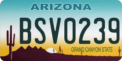 AZ license plate BSV0239