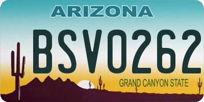 AZ license plate BSV0262