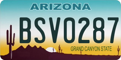 AZ license plate BSV0287