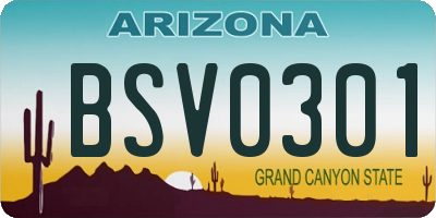 AZ license plate BSV0301
