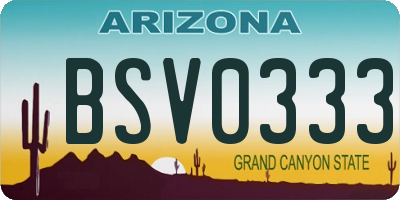 AZ license plate BSV0333