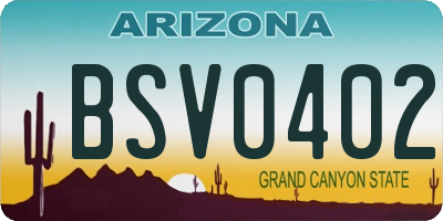 AZ license plate BSV0402