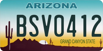 AZ license plate BSV0412