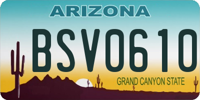 AZ license plate BSV0610