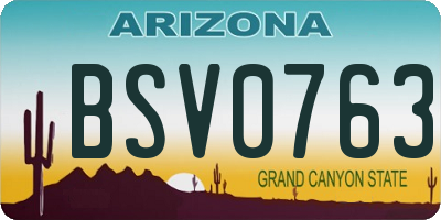 AZ license plate BSV0763